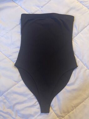 Black Ribbed One-Piece Bodysuit